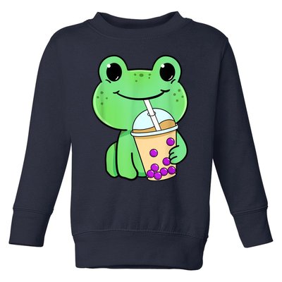 Frog Drinking Bubble Tea Toddler Sweatshirt