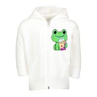 Frog Drinking Bubble Tea Toddler Zip Fleece Hoodie