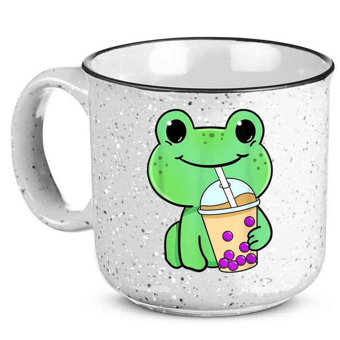 Frog Drinking Bubble Tea 15oz Campfire Ceramic Mug