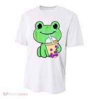 Frog Drinking Bubble Tea Youth Performance Sprint T-Shirt