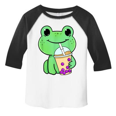 Frog Drinking Bubble Tea Toddler Fine Jersey T-Shirt