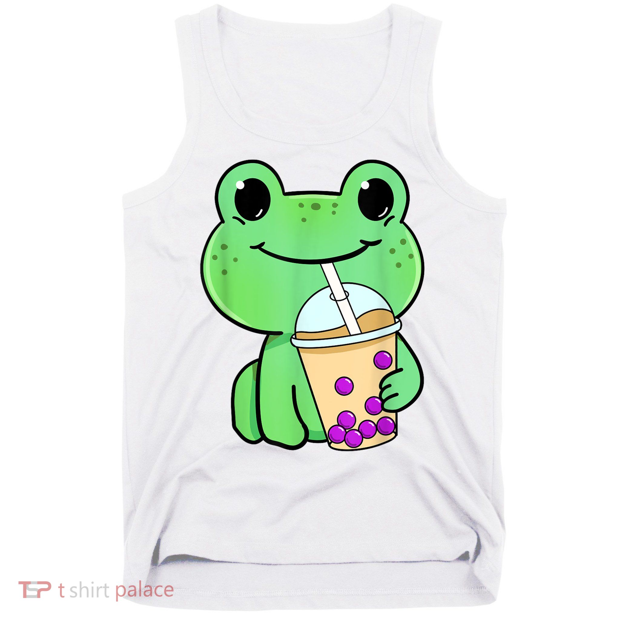 Frog Drinking Bubble Tea Tank Top