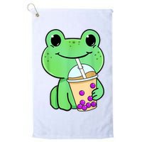 Frog Drinking Bubble Tea Golf Towel