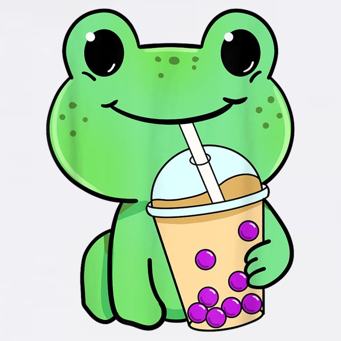 Frog Drinking Bubble Tea Cropped Pullover Crew