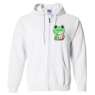 Frog Drinking Bubble Tea Full Zip Hoodie