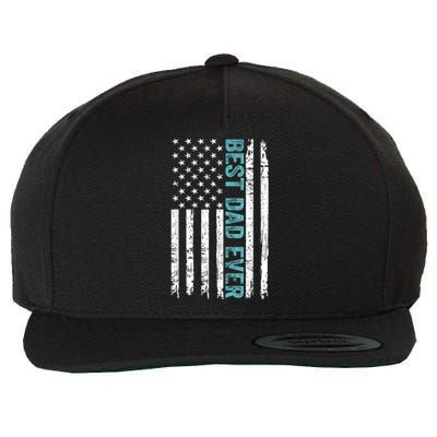 Fathers Day Best Dad Ever With US American Flag Wool Snapback Cap