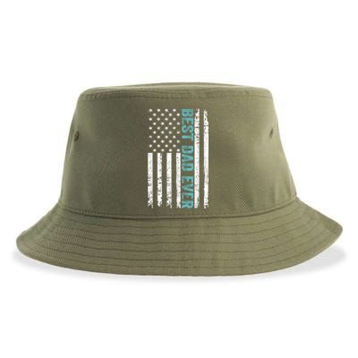 Fathers Day Best Dad Ever With US American Flag Sustainable Bucket Hat