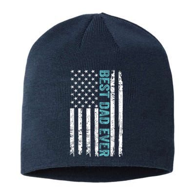 Fathers Day Best Dad Ever With US American Flag Sustainable Beanie