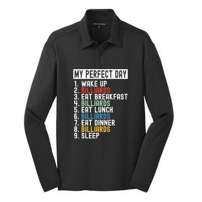 Father's Day Billiards My Perfect Day Gift For Dad Silk Touch Performance Long Sleeve Polo