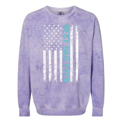 Fathers Day Best Dad Ever With US American Flag Colorblast Crewneck Sweatshirt