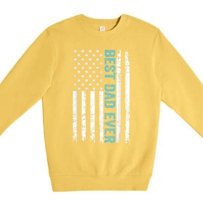 Fathers Day Best Dad Ever With US American Flag Premium Crewneck Sweatshirt