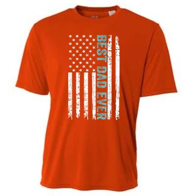 Fathers Day Best Dad Ever With US American Flag Cooling Performance Crew T-Shirt