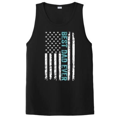 Fathers Day Best Dad Ever With US American Flag PosiCharge Competitor Tank