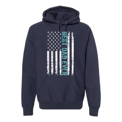 Fathers Day Best Dad Ever With US American Flag Premium Hoodie