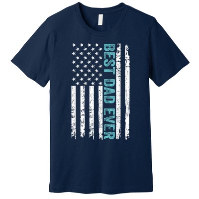 Fathers Day Best Dad Ever With US American Flag Premium T-Shirt