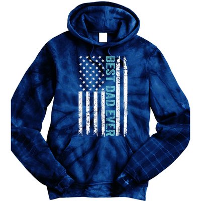 Fathers Day Best Dad Ever With US American Flag Tie Dye Hoodie