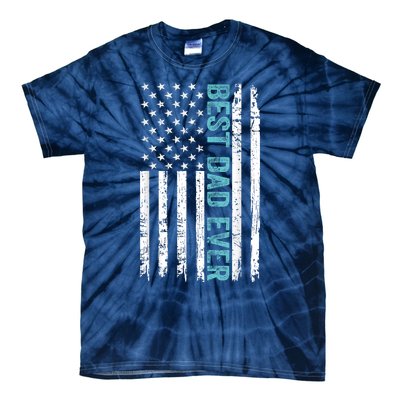 Fathers Day Best Dad Ever With US American Flag Tie-Dye T-Shirt