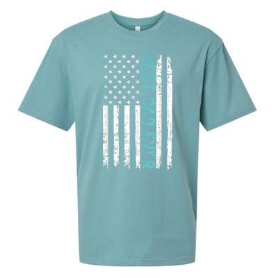 Fathers Day Best Dad Ever With US American Flag Sueded Cloud Jersey T-Shirt