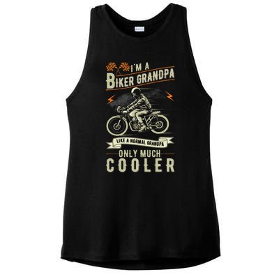 Fathers Day Biker Grandpa Grandfather Motorcycle Biking Ladies PosiCharge Tri-Blend Wicking Tank