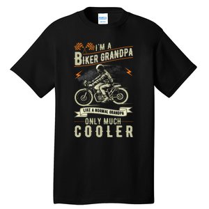 Fathers Day Biker Grandpa Grandfather Motorcycle Biking Tall T-Shirt