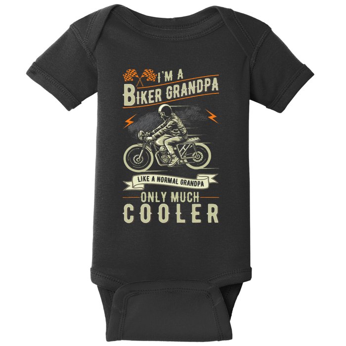 Fathers Day Biker Grandpa Grandfather Motorcycle Biking Baby Bodysuit