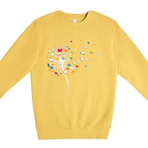 Funny Dandelion Books Gift For Reading Lover Gift Premium Crewneck Sweatshirt