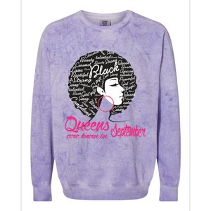 Funny Design Black Queen Was Born In September Gift Colorblast Crewneck Sweatshirt