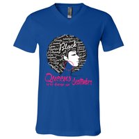 Funny Design Black Queen Was Born In September Gift V-Neck T-Shirt