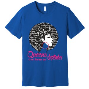 Funny Design Black Queen Was Born In September Gift Premium T-Shirt