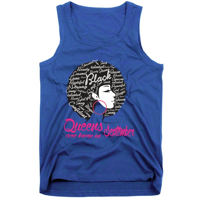 Funny Design Black Queen Was Born In September Gift Tank Top