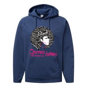 Funny Design Black Queen Was Born In September Gift Performance Fleece Hoodie