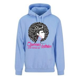 Funny Design Black Queen Was Born In September Gift Unisex Surf Hoodie