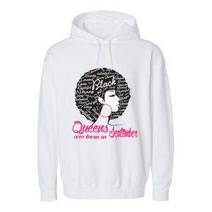 Funny Design Black Queen Was Born In September Gift Garment-Dyed Fleece Hoodie