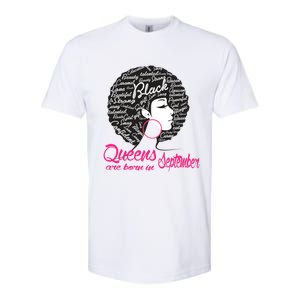 Funny Design Black Queen Was Born In September Gift Softstyle CVC T-Shirt