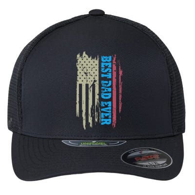 Father's day Best dad ever with US american flag Flexfit Unipanel Trucker Cap