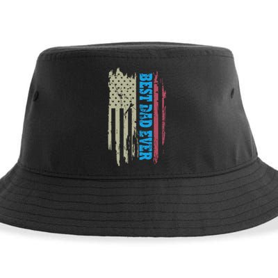 Father's day Best dad ever with US american flag Sustainable Bucket Hat