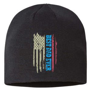 Father's day Best dad ever with US american flag Sustainable Beanie