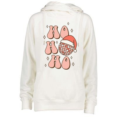 Festive Disco Ball Santa Hat for a Retro Christmas Womens Funnel Neck Pullover Hood