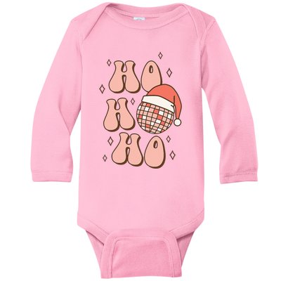 Festive Disco Ball Santa Hat for a Retro Christmas Baby Long Sleeve Bodysuit