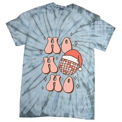 Festive Disco Ball Santa Hat for a Retro Christmas Tie-Dye T-Shirt