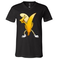 Funny Dabbing Banana Gift For Kids Boy Girl Cool Dancer V-Neck T-Shirt