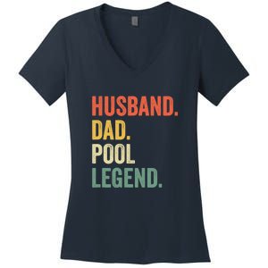 Father's Day Billiards Husband Dad Pool Legend Gift For Dad Women's V-Neck T-Shirt