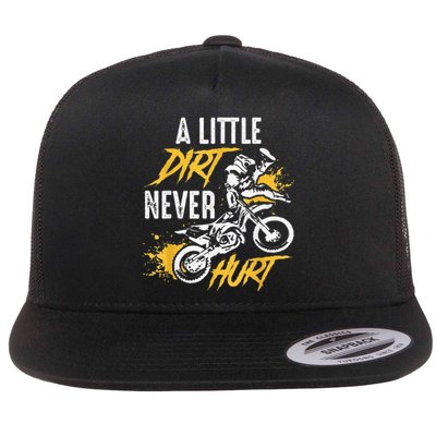 Funny Dirt Bike Gift Dirt Never Hurt Motocross Gift Flat Bill Trucker Hat