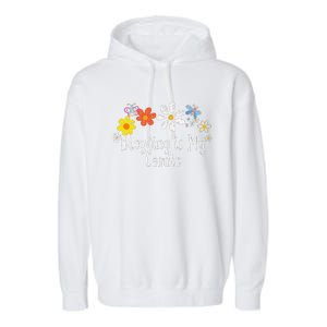 Flowers Drawing Blogging Is My Cardio Funny 2024 Saying Garment-Dyed Fleece Hoodie