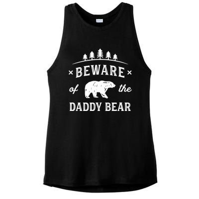 Fathers Day / Beware Daddy Bear Trees / Protective Dads Ladies PosiCharge Tri-Blend Wicking Tank