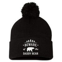 Fathers Day / Beware Daddy Bear Trees / Protective Dads Pom Pom 12in Knit Beanie