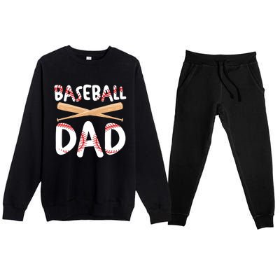 Father's Day Baseball Softball Lover Baseball Dad Cool Gift Premium Crewneck Sweatsuit Set