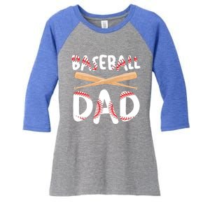 Father's Day Baseball Softball Lover Baseball Dad Cool Gift Women's Tri-Blend 3/4-Sleeve Raglan Shirt