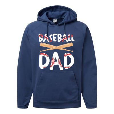 Father's Day Baseball Softball Lover Baseball Dad Cool Gift Performance Fleece Hoodie