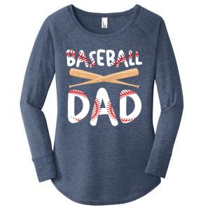 Father's Day Baseball Softball Lover Baseball Dad Cool Gift Women's Perfect Tri Tunic Long Sleeve Shirt